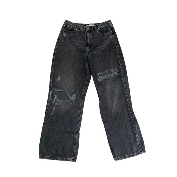 Garage distressed wide leg jeans black washed lose fit high waisted Size 29 - Picture 1 of 4